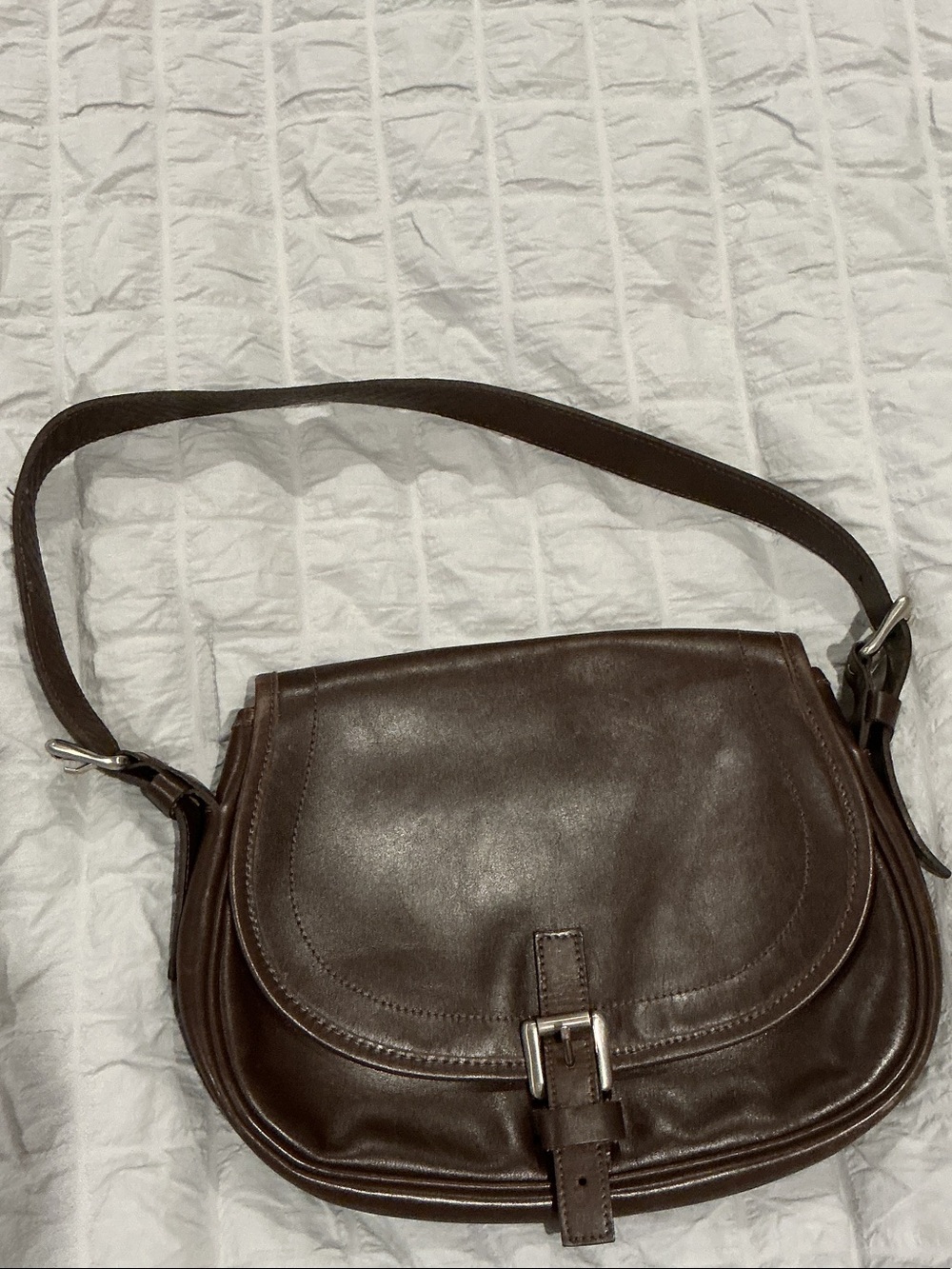Roots Dark Brown Leather Shoulder Bag